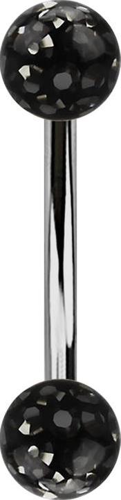 Immagine prodotto Star Piercing Banane silber mit zwei Kristallkugeln schwarz Epoxy Schutzschicht (senza ottone, Titanio G23)