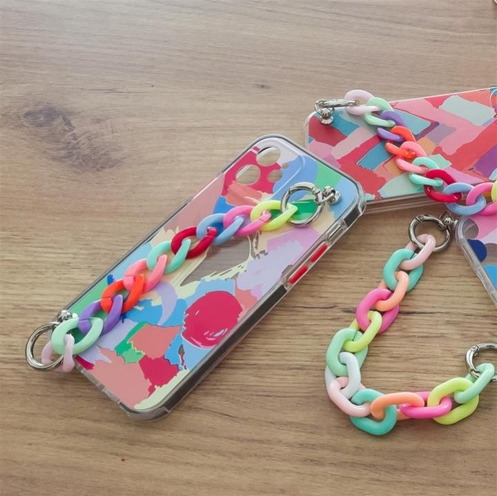 Actual product image Hurtel Color Chain Case gel flexible elastic case cover with a chain pendant for iPhone 13 mini multicolour
