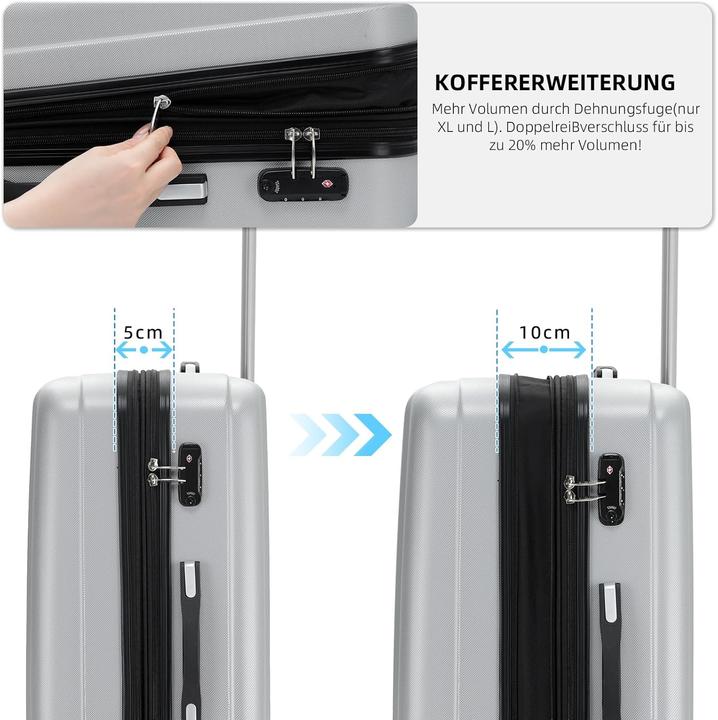 Produktbild Beibye 3-teiliges Reisekofferset 2080 (Handgepäck (bis 50l), M (50 - 90l), L (90 - 115l))