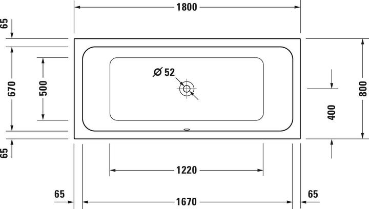 Produktbild Duravit Rechteckbadewanne Krperformbadewanne D-Code 80 x 180 cm wei glatt 700101000000000 (150 l, 180 cm, 80 cm)