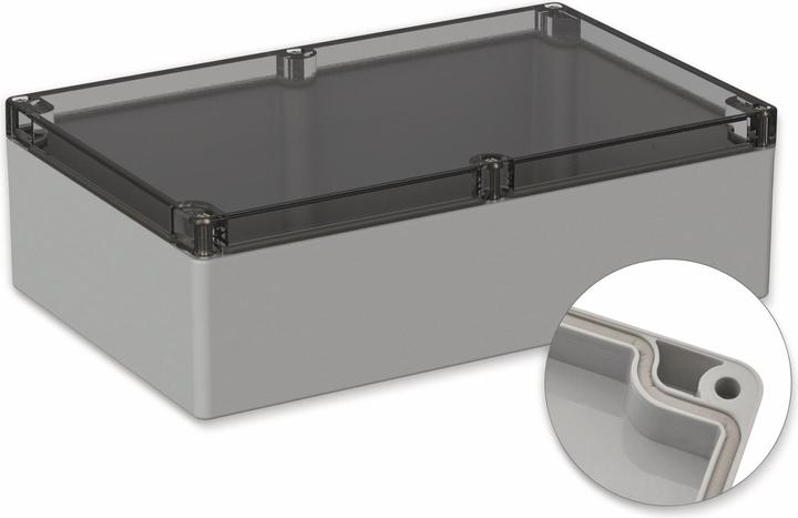 Produktbild Pollini Gehäuse, 5U250310, 300x230x85 mm POLLIN, IP66, Lichtgrau, klarer Deckel (Gehäuse)