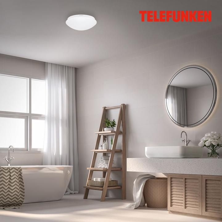 Actual product image Telefunken LED sensor ceiling light IP44 15W 1500m 4000 K neutral white HxØ 95/280 mm white (1500 lm)