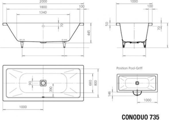 Produktbild Kaldewei Conoduo 735 200x100cm (200.60 cm, 100.60 cm)