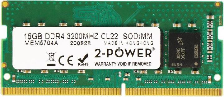 2-Power 16GB DDR4 3200MHz CL22 SODIMM (1 x 16GB, 3200 MHz, DDR4-RAM, SO-DIMM)