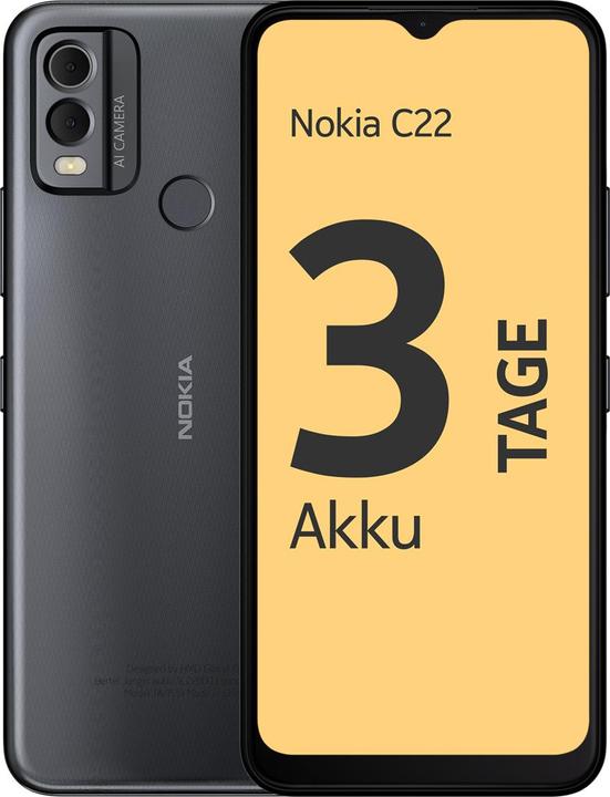Produktbild Nokia C22 (64 GB, Charcoal, 6.50", Dual SIM, 13 Mpx, 4G)