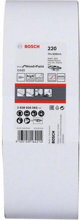 Image du produit Bosch Professional Zubehör PRO X440 bande abrasive, 75 x 533 mm, G220 (220)