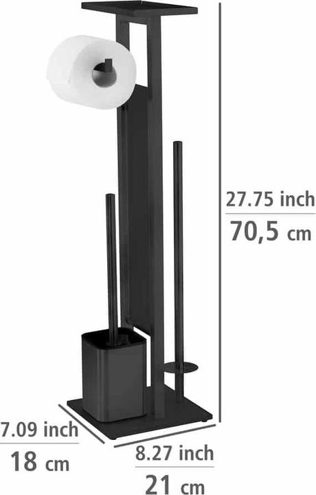 Actual product image Wenko Free-standing WC set Mod. Debar with shelf in black stainless steel