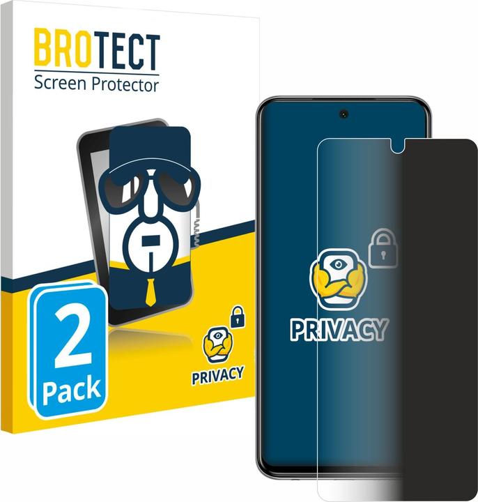 Productafbeelding BROTECT Anti-spionnetje privacyfolie Beschermfolie tegen blauw licht (2 Stuk, Xiaomi Redmi Note 9 Pro)