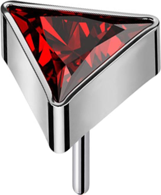 Star Piercing Threadless dreieck silber Kristall rot (ohne Messing, Titan G23)