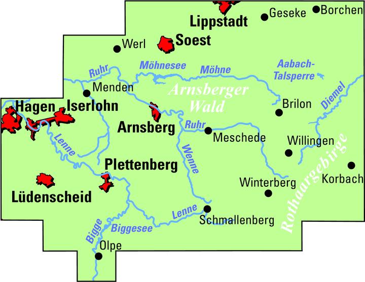 Produktbild ADFC-Regionalkarte Sauerland m.Tagestou