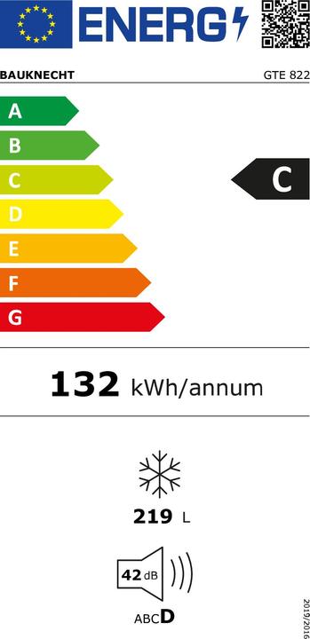 Label énergétique Bauknecht GTE 822 diepvriezer Borst Vrijstaand 219 l C Wit (Autonome, 219 l)