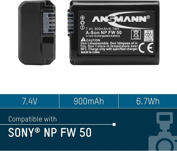 Actual product image Ansmann Battery Pack A-Son NP FW 50 (Rechargeable battery)