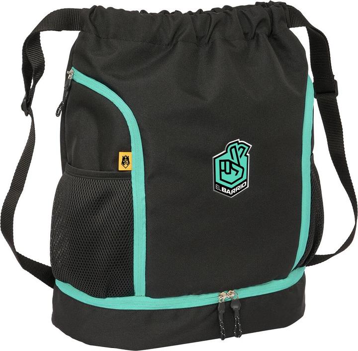 Kings League Rucksacktasche mit Bändern El barrio Schwarz 35 x 40 x 1 cm