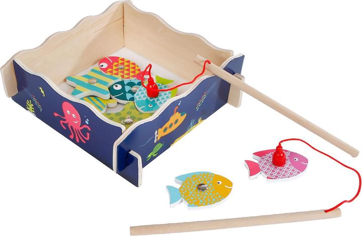 Actual product image Magnetic fishing game made of wood, 15 pieces.