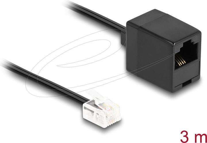 Actual product image Delock Telephone cable RJ11 plug to RJ45 socket black 3 m