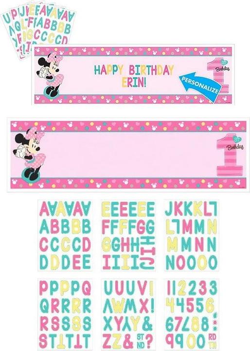 Actual product image Disney Plastic Personalised Minnie Mouse 1st Birthday Banner