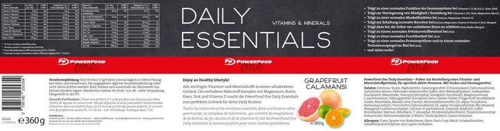 Nutritional values and ingredients PowerFood One Daily Essentials (360g tin) (Grapefruit, 1 pcs., 360 g)