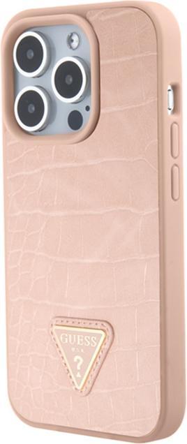Actual product image Guess GUHCP15LPCRTHCP iPhone 15 Pro 6.1" różowy/pink hardcase Croco Triangle Metal Logo (Apple iPhone 15 Pro)