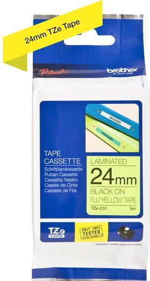 Actual product image Brother TZC51 Laminated tape (2.40 cm, Yellow, Black)