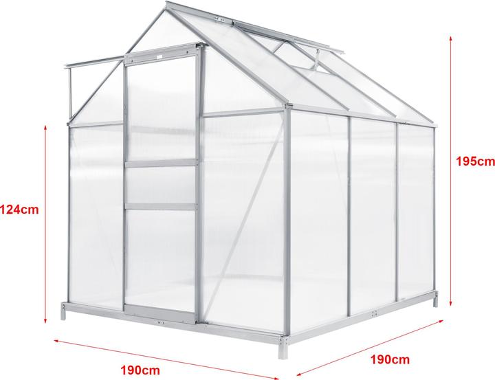 Actual product image En.Casa Greenhouse Oisterwijk aluminium frame 190x190 cm