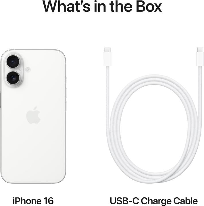 Produktbild Apple iPhone 16 (256 GB, White, 6.10", SIM + eSIM, 48 Mpx, 5G)