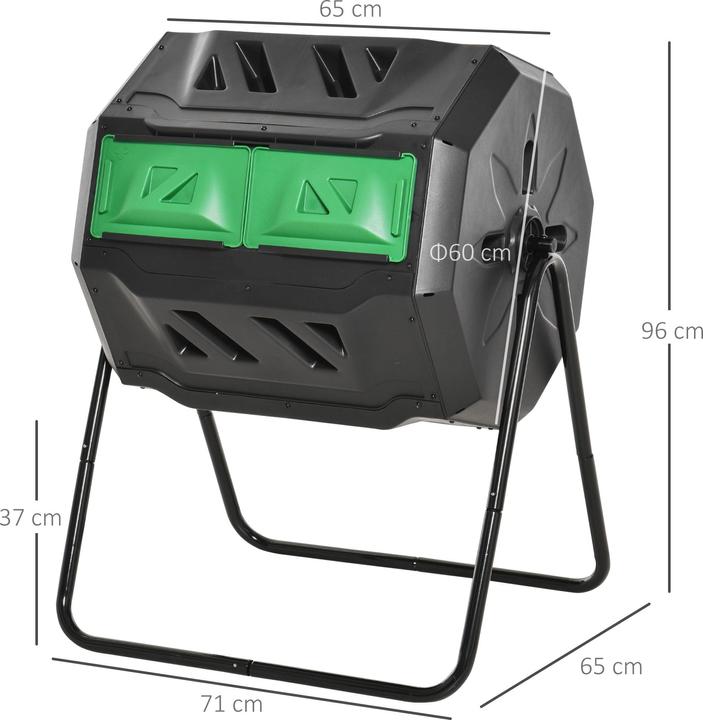 Produktbild Outsunny Komposttrommel mit 2 Kammern (160 l)