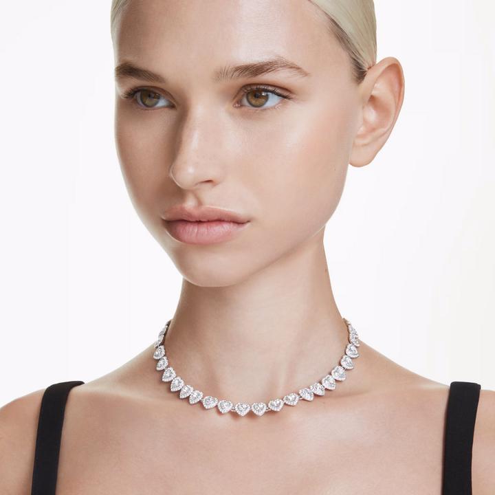 Actual product image Swarovski x Ariana Grande Tennis Halskette Verschiedene Schliffe Herz Weiss Rhodiniert (Swarovski Metal)