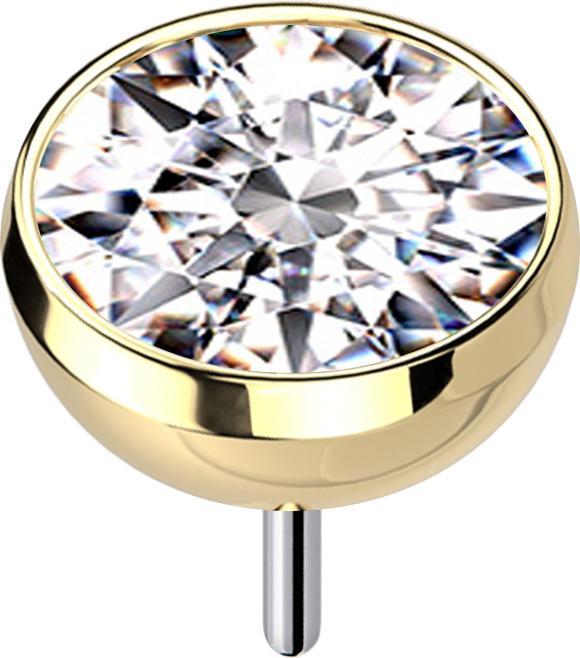Produktbild Star Piercing Threadless Halbkugel vergoldet mit Kristall silber (Titan G23, ohne Messing)