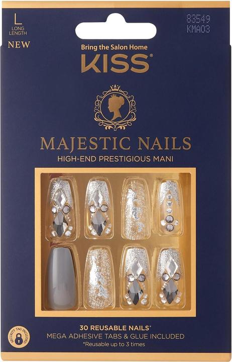 Immagine prodotto Herba Unghie di Kiss Majestic - Sparkle (Unghie artificiali, Grigio, Trasparente)