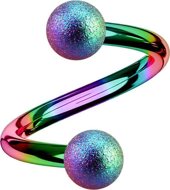 Image du produit Star Piercing Micro spirale colorée avec deux boules mouchetées (sans laiton, Acier chirurgical 316L)