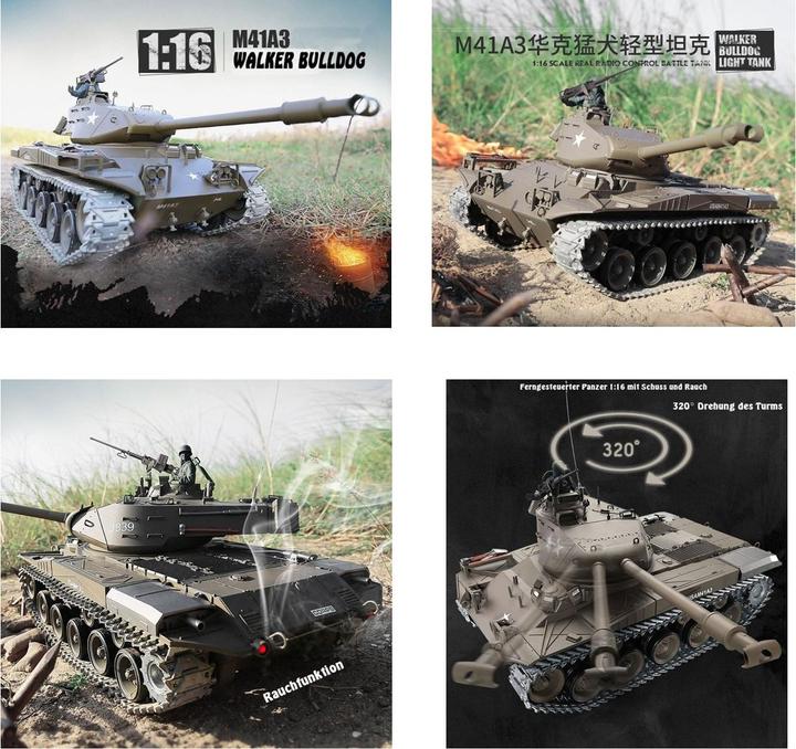 Produktbild Es-toys RC Panzer M41 A3 "WALKER BULLDOG" Heng Long 1:16 Mit R&S, Metallgetriebe Und Metallketten... (RTR Ready-to-Run)