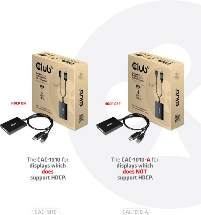 Actual product image Club 3D DisplayPort to Dual Link DVI-D HDCP OFF (DVI, 60 cm)