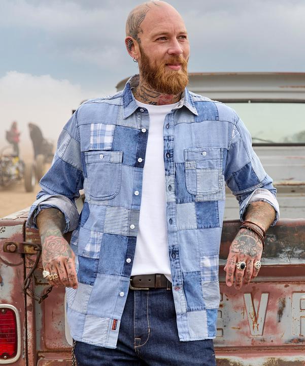 Image du produit Joe Browns Chemise patchwork look denim délavé (XXL)
