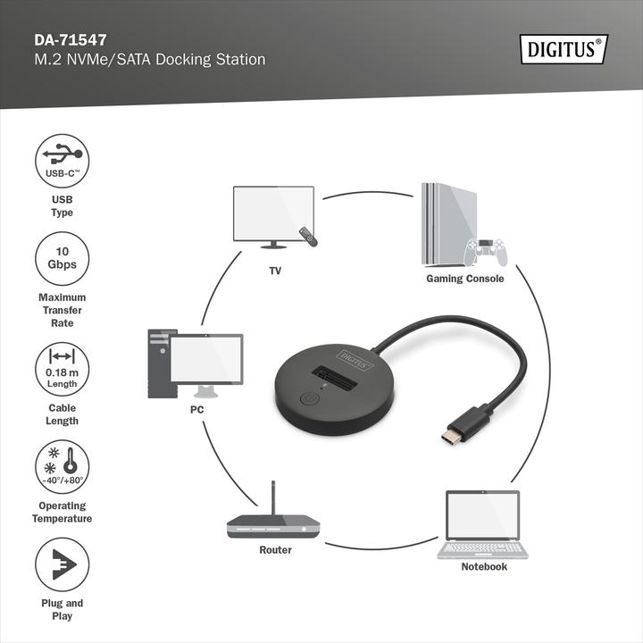 Produktbild Digitus M.2 NVMe/SATA Docking Station