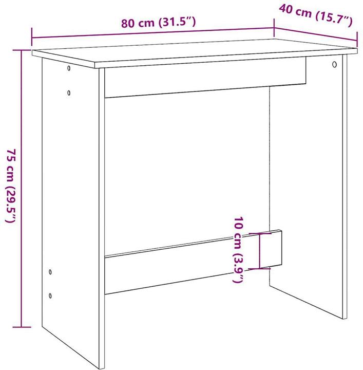 Actual product image VidaXL Desk White 84x40x75 cm Wood-based office desk PC desk (80 x 40 x 75 cm)