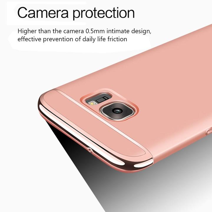 Produktbild König Design Handy Hülle Schutz Case für Samsung Galaxy S6 Edge Bumper 3 in 1 Cover Silber (Samsung Galaxy S6 Edge)