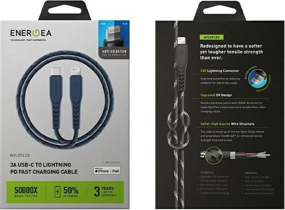 Produktbild Energea kabel Nyloflex USB-C - Lightning C94 MFI 1.5m niebieski/blue (1.50 m, USB 3.2 Gen 1)