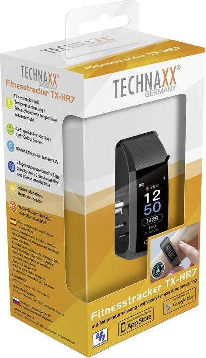 Actual product image Technaxx TX-HR7 Fitness Tracker With Integrated Pulse Function Uni Black (20 mm)
