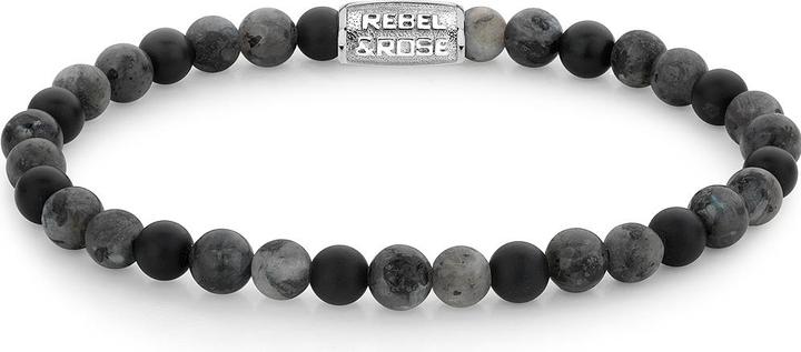 Produktbild Rebel & Rose Armband Grey Rocks RR-60084-S-XS Damen (15 cm, Onyx, Larvikit, Edelstahl)