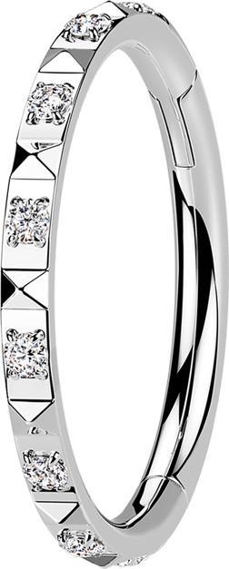 Produktbild Star Piercing Micro Segmentring klappbar silber seitlich Pyramiden und Kristalle silber (ohne Messing, Chirurgenstahl 316L)