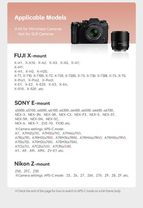 Image du produit TTArtisan AF 56mm f/1,8 pour Fuji X (Fujifilm X, APS-C / DX)