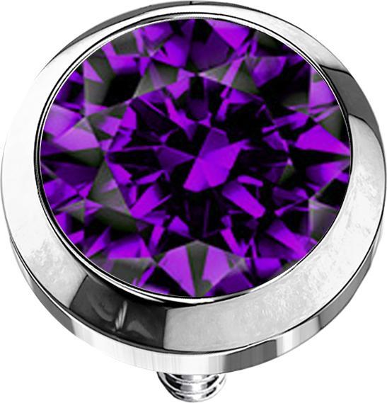 Produktbild Star Piercing Dermal Anchor silber mit Kristall violett (ohne Messing, Chirurgenstahl 316L)