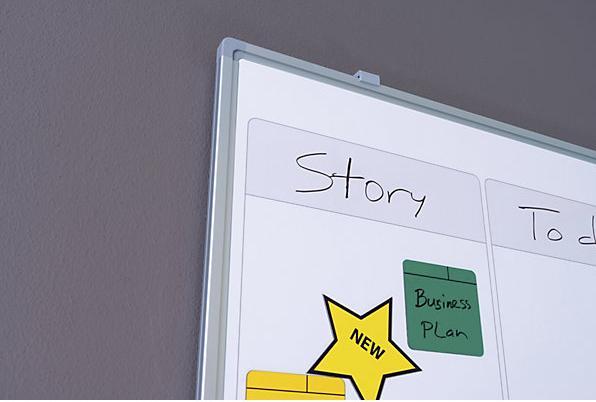 Actual product image eurokraft basic Task board for Scrum and Kanban, varnished, with 5 lanes, WxH 2000 x 1200 mm.