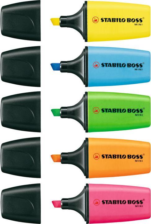 Image du produit STABILO Surligneur BOSS MINI (Orange, Bleu, Vert, Jaune, Pink, 5 mm, 5 x)