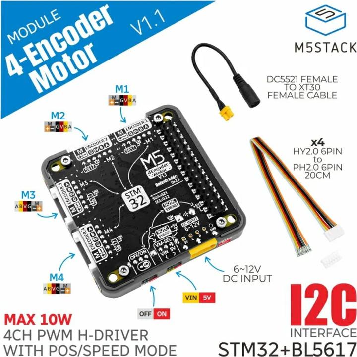 Actual product image M5Stack 4-channel Encoder Motor Driver Module V1.1