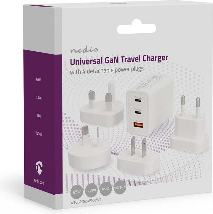 Actual product image Nedis Reise-Adapter - 100-240 V AC 50/60 Hz - 65 W - Weiss