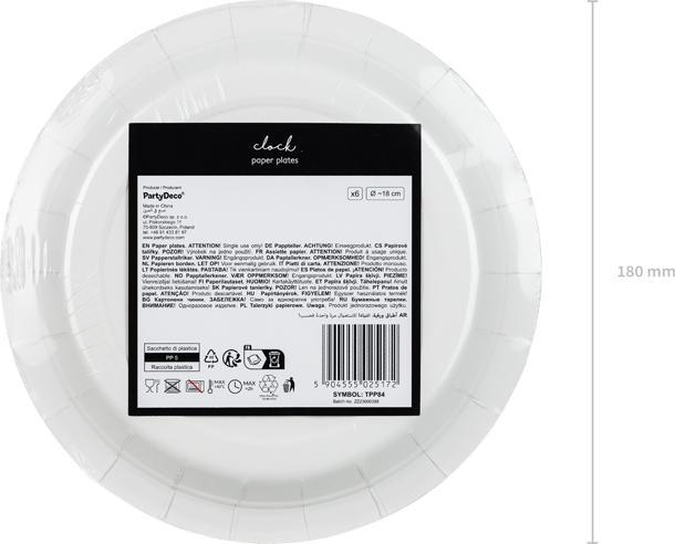 Actual product image Partydeco Paper plates Clock, 18 cm, mix (1 pkt / 6 pc.)