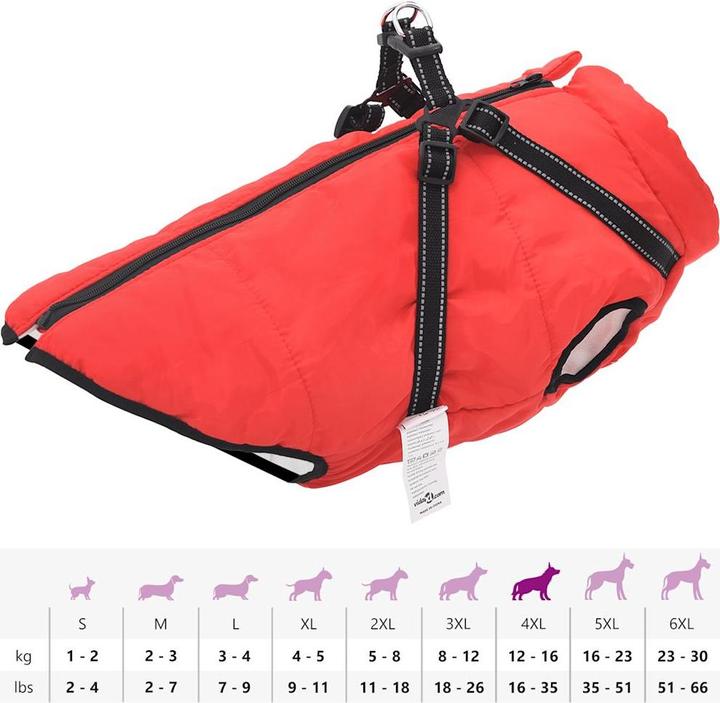 Actual product image VidaXL Dog coat with harness Waterproof Reflective (48, Dog coat)