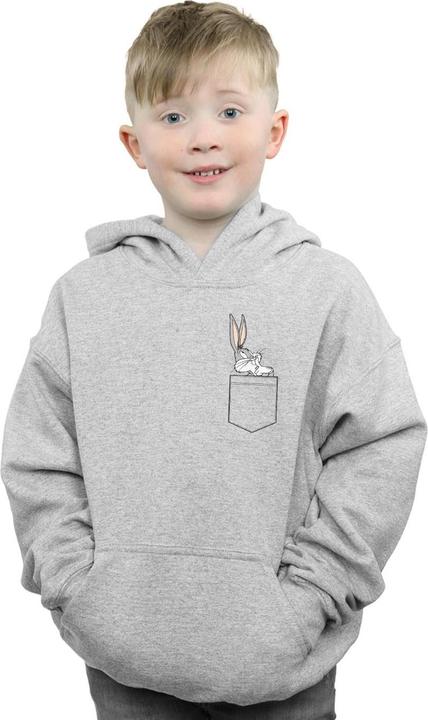 Immagine prodotto Looney Tunes Bugs Bunny Faux Pocket Felpa con Cappuccio Ragazzi (116)