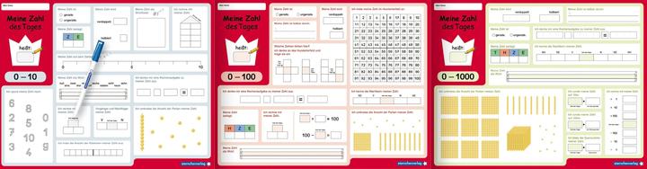 Actual product image My number of the day 0-1000 - rewritable learning board with pen - Mathematics (German)